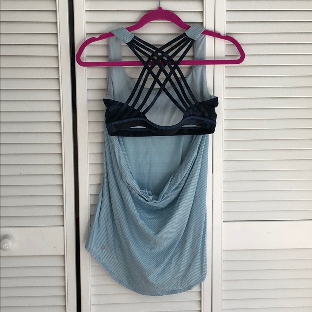 Lululemon blue flowy Yoga top w/ built in bra